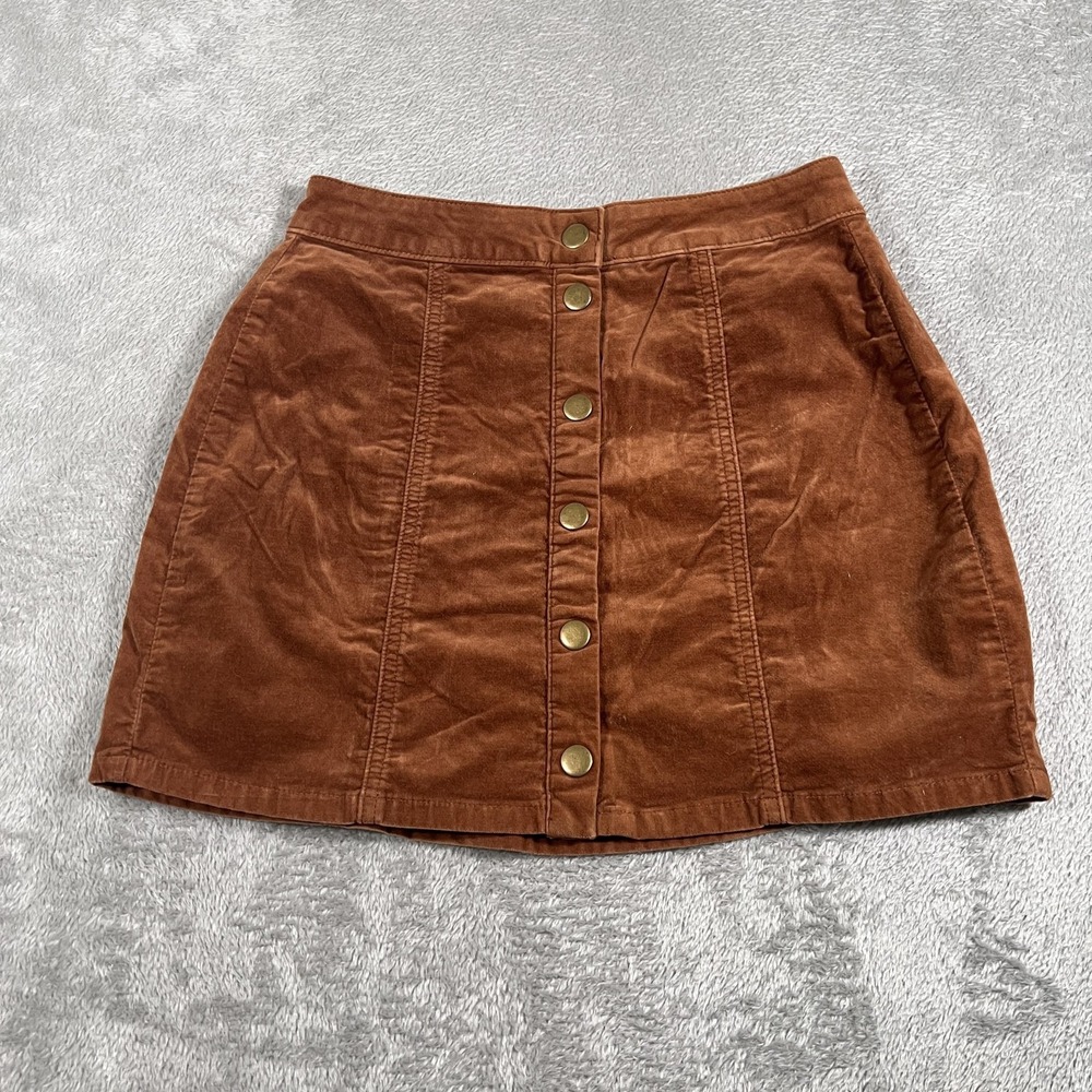 Brandy Melville Skirt Womens‎ Small Brown Corduroy Button Front Mini High Waist